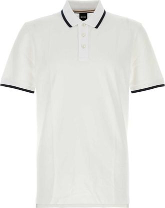 HUGO BOSS White Embroidered Logo Polo