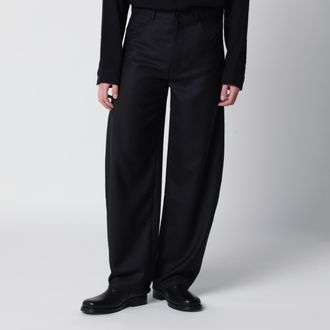 S&eacute;fr Black wool-blend trousers