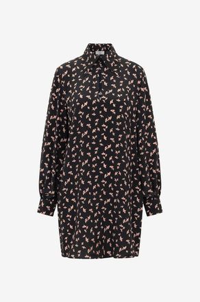 Chlo&eacute; Mini-Hemdkleid aus Seidenkrepp mit Ginkgo-Blatt-Print