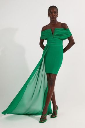 Karen Millen Figure Form Bandage Knit Bardot Dress in Green at Nordstrom, Size X-Small