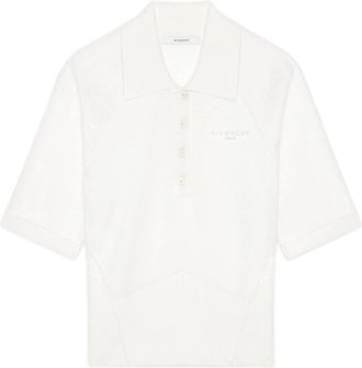 Givenchy Cropped Polo Shirt van Katoen en Zijde - Dames - Polos - Wit - L - Katoen - Tops