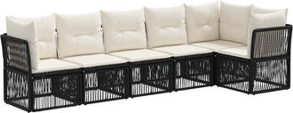 vidaXL Conjunto De Sof&aacute;s De Jard&iacute;n 6 Uds. Negro Rat&aacute;n Sint&eacute;tico Vidaxl