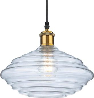 Netlighting Logan Dome Pendant Light Antique Brass with Clear Glass