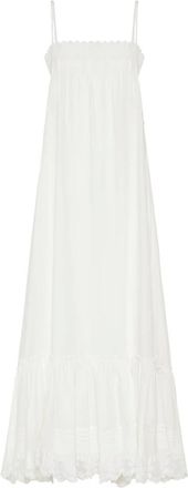 Saint Laurent Crisp Textured Flamed Poplin Jurk - Dames - Jurken - Wit - Maat: XS Lame
