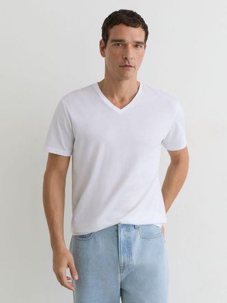Reiss White Cotton V-neck Tailored-fit T-shirt, Xxl