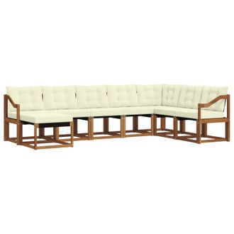 vidaXL Conjunto De Sof&aacute;s De Exterior Con Coj&iacute;n 8 Pcs Natural Y Crema Vidaxl