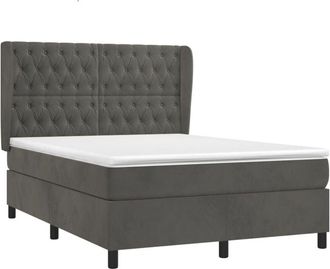 vidaXL Cama Box Spring Con Colch&oacute;n Terciopelo Gris Oscuro 140x190 Cm Vidaxl