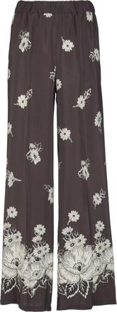 P.A.R.O.S.H. Wide Trousers, female, Brown, Size: M Dark Brown Trousers with Pant Stampa
