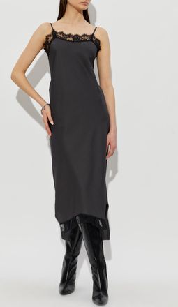 Maison Margiela Dress With Lace Trim, Womens, Grey