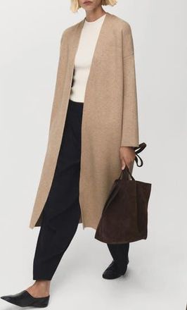 Mango Long Sweater Coat in Light/Pastel Grey at Nordstrom Rack, Size Medium