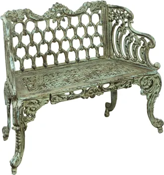 Biscottini International Biscottini - Banco De Jard&iacute;n De Hierro Fundido 112x48x89 Sof&aacute; De Exterior Banco Liberty Con Reposabrazos Silla De 2 Plazas Banco De Hierro