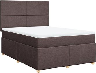 vidaXL Cama Box Spring Con Colch&oacute;n Tela Marr&oacute;n Oscuro 160x200 Cm Vidaxl
