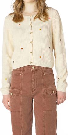 Dex Clothing Floral Embroidered Cardigan In Cream