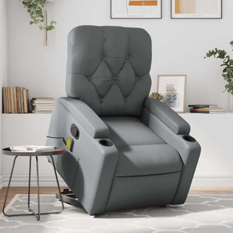 vidaXL Vidaxl - Sill&oacute;n Reclinable De Masaje De Pie Cuero Artificial Gris