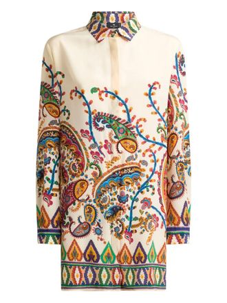 Etro floral paisley print silk shirt - Neutrals