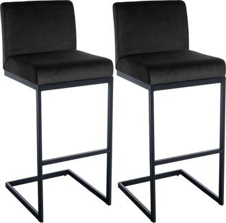 Clp Set De 2 Taburetes De Bar Hopewell, Terciopelo Negro