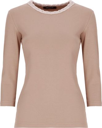Fabiana Filippi Beige Sequined Cotton T-Shirt