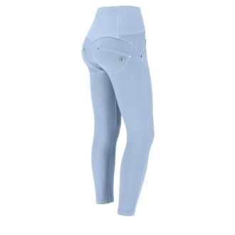 Freddy Pantaloni push up WR.UP 7/8 vita alta con bottoni in tessuto navetta con strappi