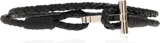 Tom Ford Gevlochten leren T-armband - Heren - Armbanden - Zwart - L - Leer - Accessoires