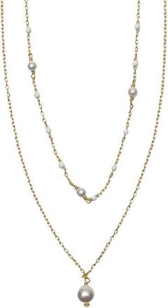 Argento Vivo Faux Pearl & Bead Chain Necklace in Gold at Nordstrom