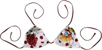 Dolce & Gabbana Rode polka dot bloemen driehoek bikini - Dames - Bikinis - Wit - XL - Badmode