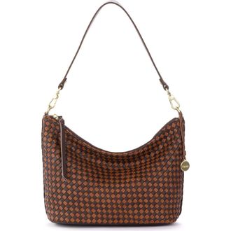 The Sak Juniper Small Hobo Leather Bag in Woven Mahogany Cognac at Nordstrom