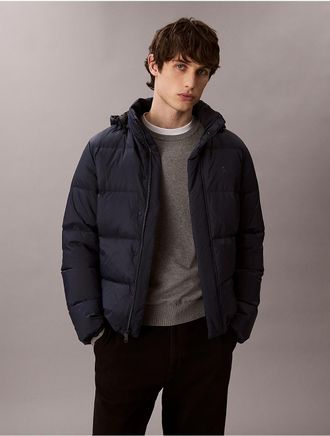Calvin Klein Jeans Calvin Klein Mens Heavyweight Down Detachable Hood Puffer Jacket - Blue - 2XL