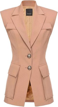 Pinko Enkelrijig Gilet - Dames - Bodywarmers - Beige - S - Katoen - Jassen