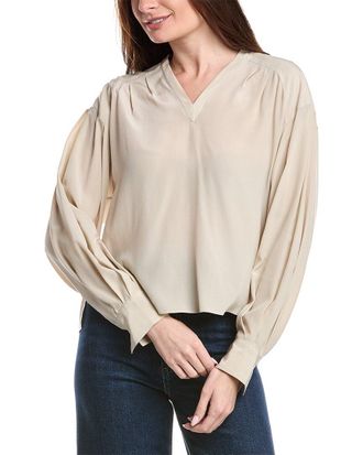 Brunello Cucinelli High-Low Silk Blouse