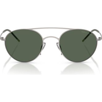 Armani 48mm Round Sunglasses in Matte Gunmetal /Dark Green at Nordstrom