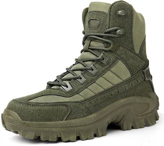 Generic Men Platform Trainers High Top Hiking Boots Anti Slip Sneakers Solid Color Outdoor Athletic Shoes Running Sneaker Labour Insurance Shoes Casual Shoe F