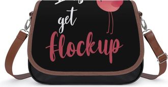 Generic Lets Get Flock Up Flamingo Womens Crossbody Bag Fashion Shoulder Handbags Message Tote Bag with Adjustable Strap