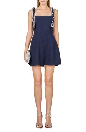 endless rose Bead Embellished Fit & Flare Minidress in Navy at Nordstrom, Size X-Small