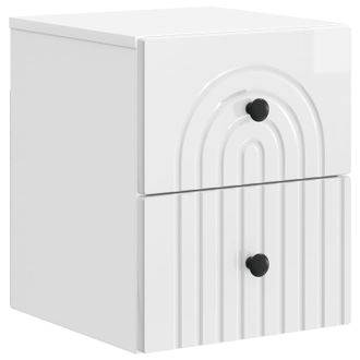 vidaXL Mesita De Noche De Pared Con Caj&oacute;n Brillante 33 X 34,5 X 40 Cm Vidaxl