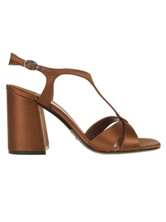 Jimmy Choo London Retro-Inspired Metallic Bronze Satin Sandal