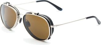 Vuarnet Mens Vl1805 Pilot Sunglasses Brown Lens - Tan Silver Steel - One Size