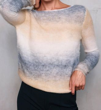 Line & Dot Abstract Ombre Sweater In Grey Multi