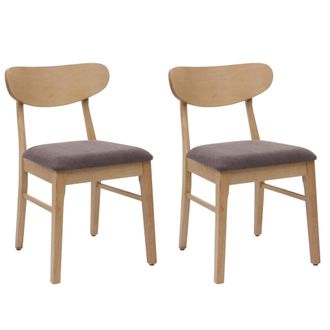 Hhg Hhg - Juego De 2 Sillas De Comedor 698, Silla De Cocina Silla, Tela/textil Madera Maciza, Estructura Color Claro, Topo