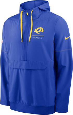 Nike Los Angeles Rams Sideline Anorak Nike Mens NFL 1/2-Zip Hooded Jacket in Blue | 03AT945Z9X-EKU