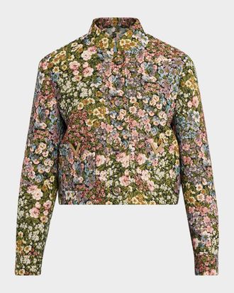 Valentino Garavani VLogo Floral Jacquard Single-Breasted Jacket