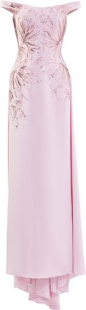 Saiid Kobeisy Off-Shoulder Crepe Dress With Cascading Embroidery