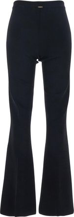 Twinset Womens Pants Ribbed Design Black Viscose Trousers