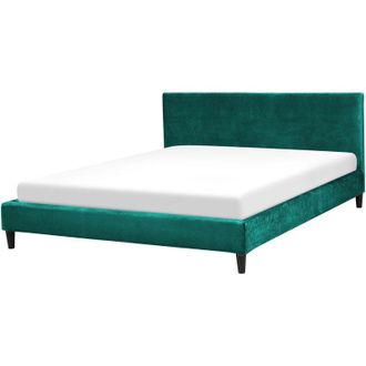 Beliani Beliani - Modern Velvet eu King Size Bed Frame 5ft3 Slatted Base Green Fitou