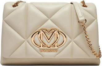 Love Moschino Embossed Quilted Shoulder Bag - Dames - Schoudertassen - Beige - ONE Size - Polyester - Tassen
