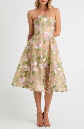 Helsi Noemi Embroidered Floral Strapless Cocktail Dress in Lilac/Sage Floral at Nordstrom Rack, Size X-Small