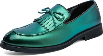 Generic Mens Slip-on Loafers with Matte Finish Comfort Walking Dress Driving Moccasins Casual Boat Shoes (Green,11.5)