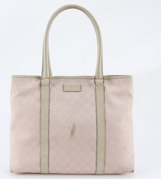 Gucci Pink Leather Canvas Handbag Shoulder Bag Tote Bag (Pre-Owned)