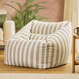 Icon Brand Puf sill&oacute;n de tejido boucl&eacute; a rayas, beige natural