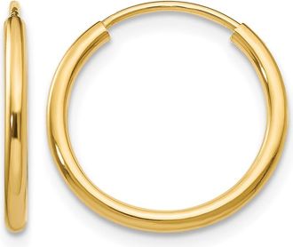 Diamond2Deal 14k Gold 1.50mm Polished Round Endless Hoop Earrings
