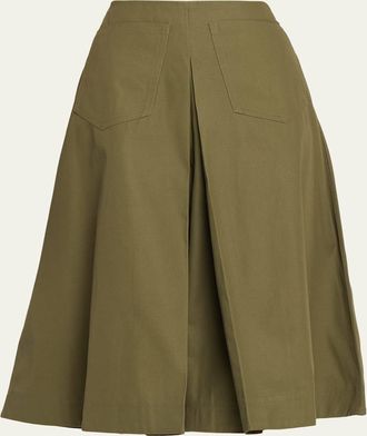 Zankov Louise Pleated Cotton A-Line Skirt